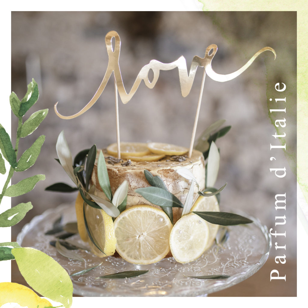 thème à personnaliser parfum d'italie - création originale, végétale, citrons jaunes et verts - les petits papiers du Bonheur...