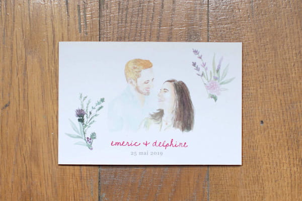 carte voeux de bonheur pour mariés aquarelle sur mesure portraits les petits papiers du bonheur